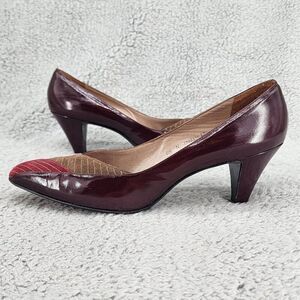 Vintage Bally Women's Pumps Sz 8.5 N Narrow Burgundy Patent Leather Heels Office